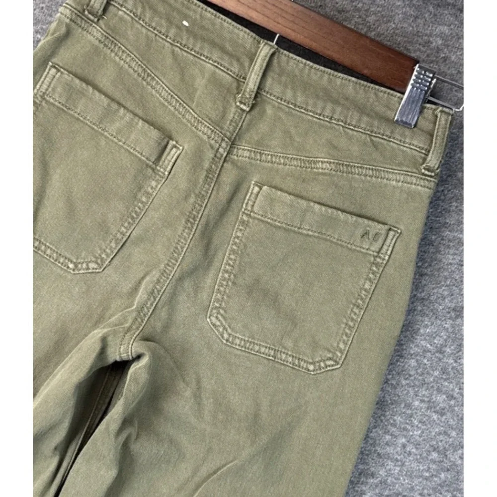American Eagle Super High-Rise Baggy Wide Leg Pants Olive Green Size 000 XXS EUC